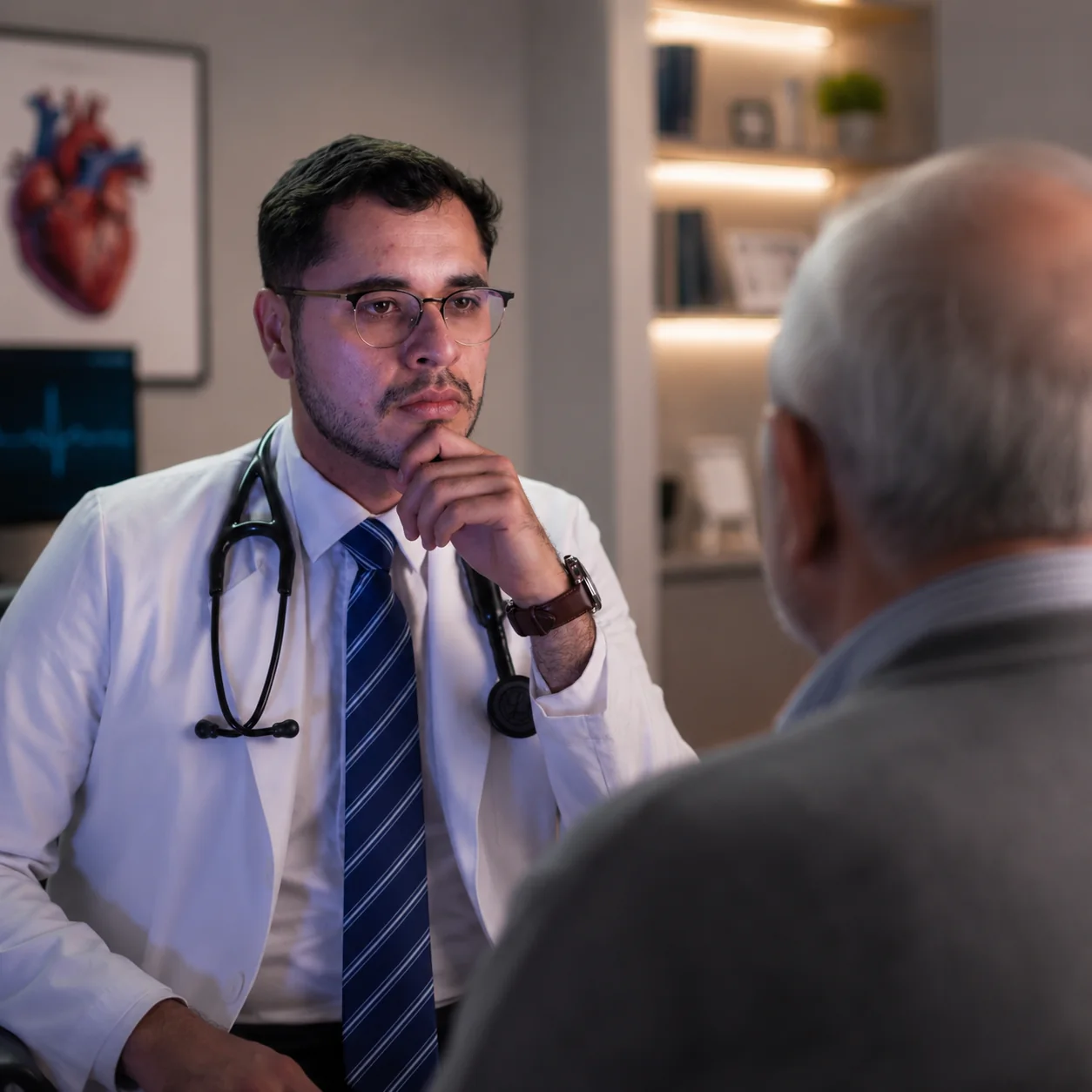 Consulta cardiológica del Dr. Diego Torres con un paciente
