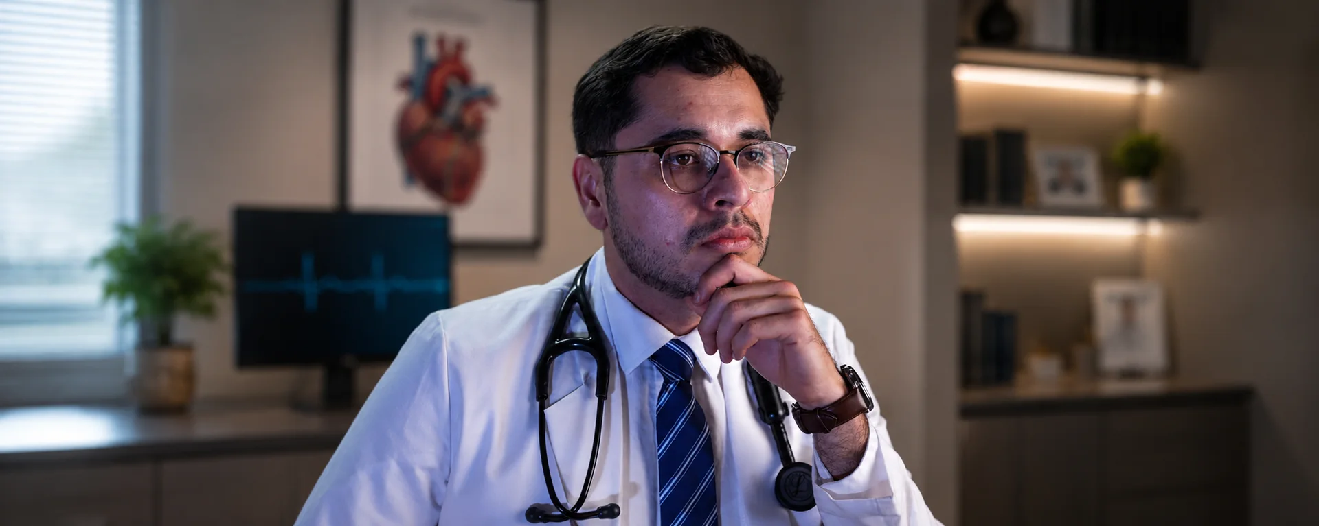 Dr. Diego Torres revisando resultados de estudios cardiológicos