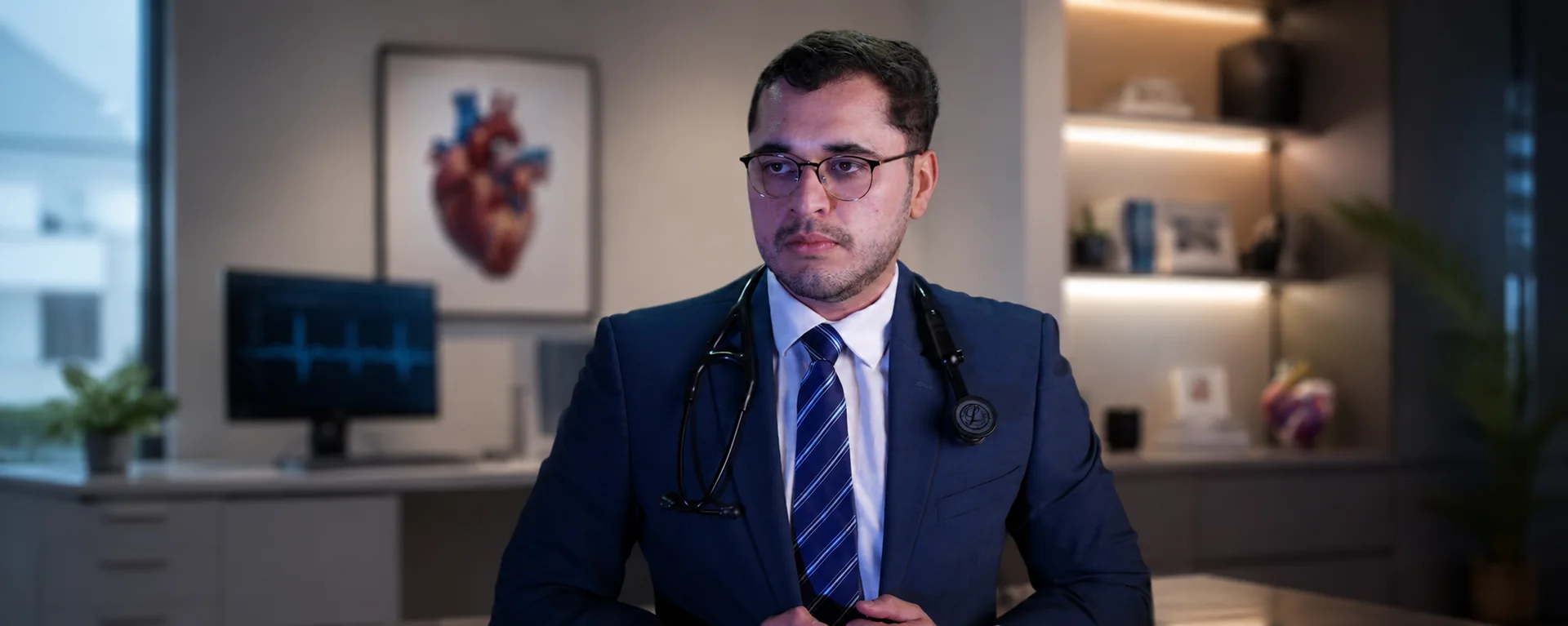 Dr. Diego Torres, cardiólogo, en su consultorio en Puerto Vallarta